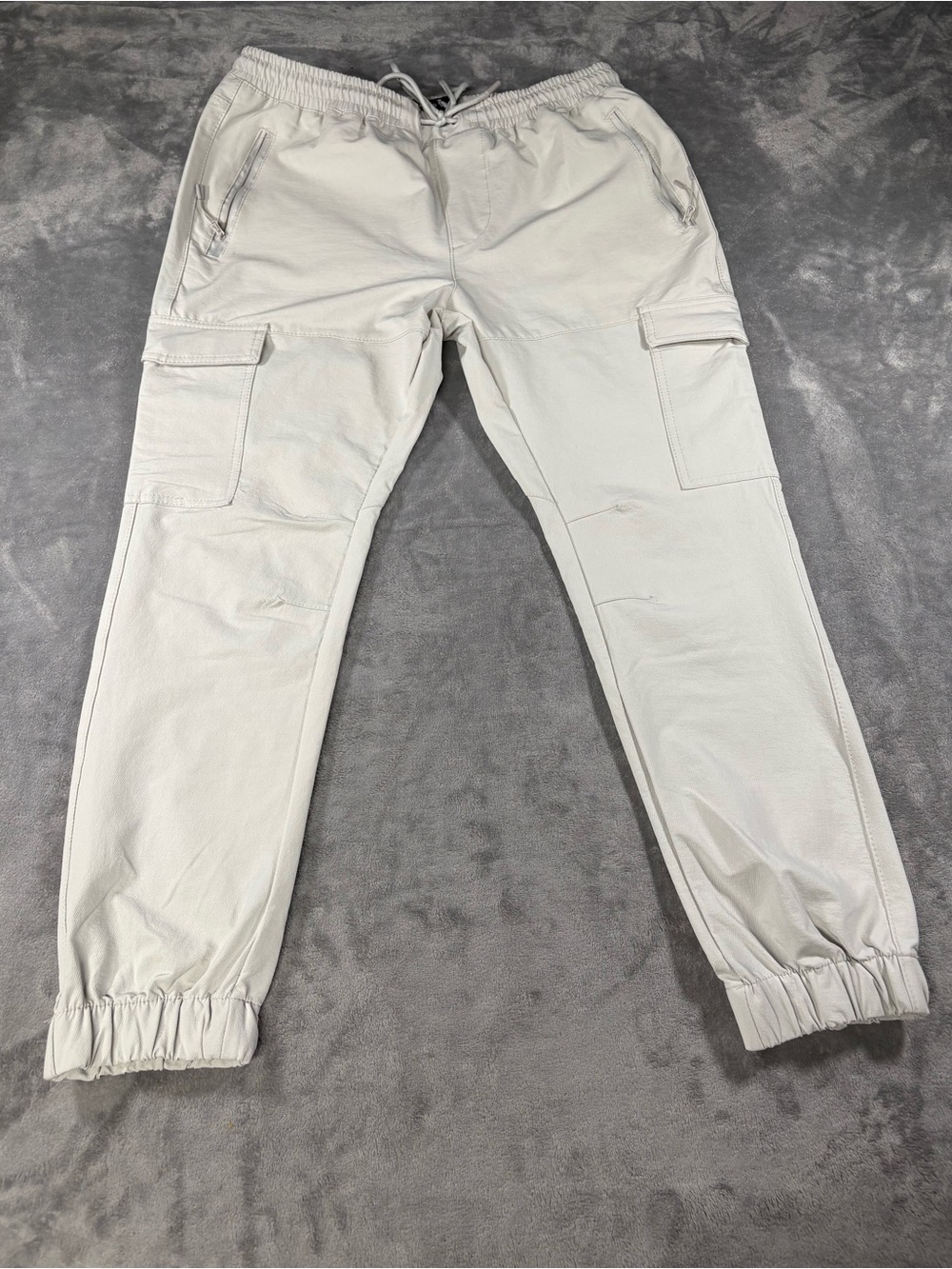 Women’s Light  khaki Cargo Jogger Pants – Casual Elastic Waist